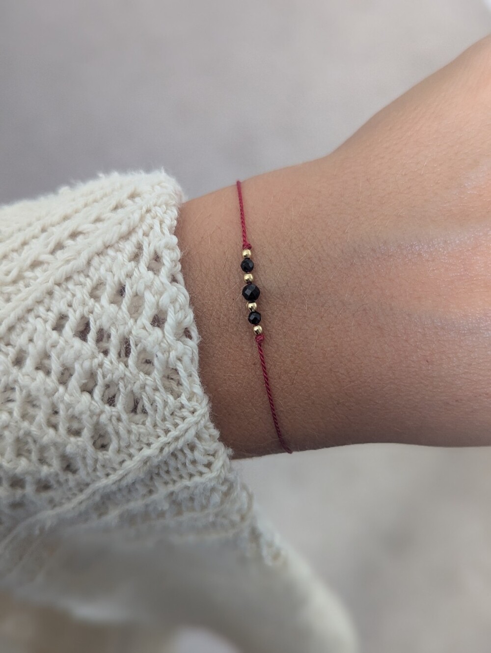 Black Tourmaline Protection Bracelet Red String Evil Eye Bracelet Burgundy Strin